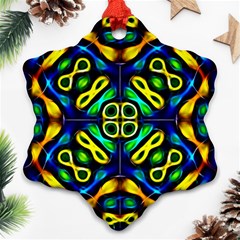 Pattern Geometric Glow Colors Lines Seamless Snowflake Ornament (two Sides) by Vaneshart