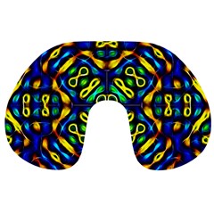 Pattern Geometric Glow Colors Lines Seamless Travel Neck Pillow by Vaneshart