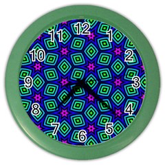 Seamless Pattern Pattern Purple Stars Color Wall Clock by Vaneshart