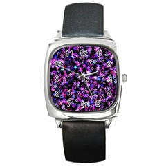 Christmas Paper Star Texture Square Metal Watch by Vaneshart