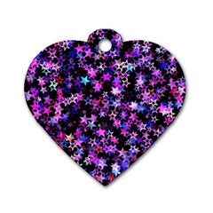 Christmas Paper Star Texture Dog Tag Heart (two Sides) by Vaneshart