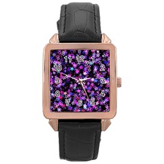 Christmas Paper Star Texture Rose Gold Leather Watch  by Vaneshart