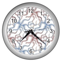 Pearl Pattern Floral Design Art Digital Seamless Wall Clock (silver) by Vaneshart