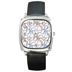 Pearl Pattern Floral Design Art Digital Seamless Square Metal Watch by Vaneshart