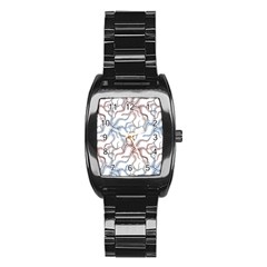 Pearl Pattern Floral Design Art Digital Seamless Stainless Steel Barrel Watch by Vaneshart