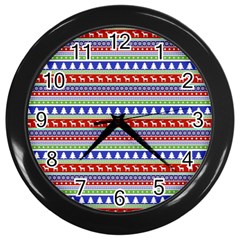 Christmas Color Stripes Pattern Wall Clock (black) by Vaneshart