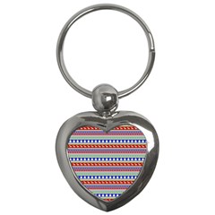 Christmas Color Stripes Pattern Key Chain (heart) by Vaneshart