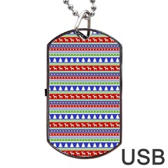 Christmas Color Stripes Pattern Dog Tag Usb Flash (one Side) by Vaneshart