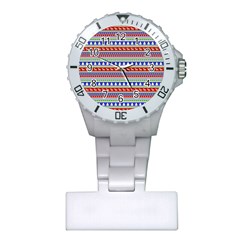 Christmas Color Stripes Pattern Plastic Nurses Watch by Vaneshart