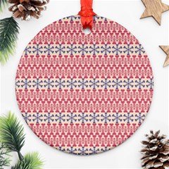 Christmas Pattern Background Green Decorative Star Snow Ornament (round) by Vaneshart