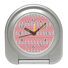 Christmas Pattern Background Green Decorative Star Snow Travel Alarm Clock by Vaneshart