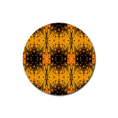 Pattern Wallpaper Background Yellow Amber Black Rubber Coaster (round)  by Vaneshart