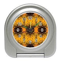 Pattern Wallpaper Background Yellow Amber Black Travel Alarm Clock by Vaneshart