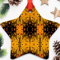 Pattern Wallpaper Background Yellow Amber Black Star Ornament (two Sides) by Vaneshart