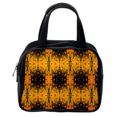 Pattern Wallpaper Background Yellow Amber Black Classic Handbag (one Side) by Vaneshart