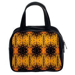 Pattern Wallpaper Background Yellow Amber Black Classic Handbag (two Sides) by Vaneshart