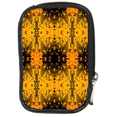 Pattern Wallpaper Background Yellow Amber Black Compact Camera Leather Case by Vaneshart