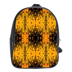 Pattern Wallpaper Background Yellow Amber Black School Bag (large) by Vaneshart