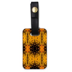 Pattern Wallpaper Background Yellow Amber Black Luggage Tag (one Side) by Vaneshart