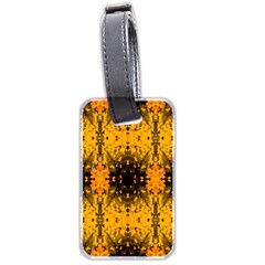 Pattern Wallpaper Background Yellow Amber Black Luggage Tag (two Sides) by Vaneshart