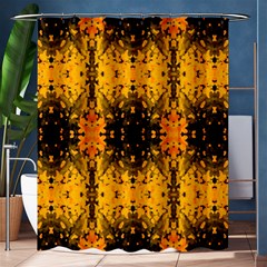 Pattern Wallpaper Background Yellow Amber Black Shower Curtain 60  X 72  (medium)  by Vaneshart