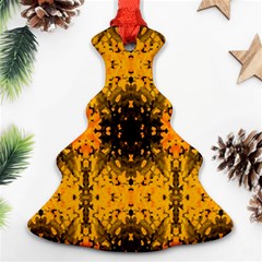 Pattern Wallpaper Background Yellow Amber Black Ornament (christmas Tree)  by Vaneshart