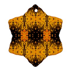 Pattern Wallpaper Background Yellow Amber Black Snowflake Ornament (two Sides) by Vaneshart