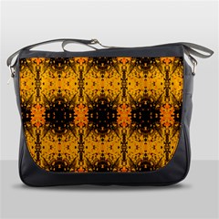 Pattern Wallpaper Background Yellow Amber Black Messenger Bag by Vaneshart