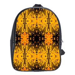 Pattern Wallpaper Background Yellow Amber Black School Bag (xl) by Vaneshart