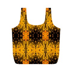 Pattern Wallpaper Background Yellow Amber Black Full Print Recycle Bag (m) by Vaneshart