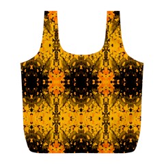 Pattern Wallpaper Background Yellow Amber Black Full Print Recycle Bag (l) by Vaneshart