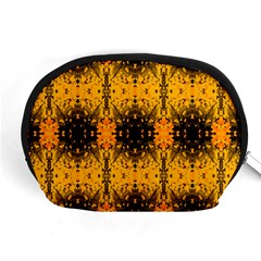 Pattern Wallpaper Background Yellow Amber Black Accessory Pouch (medium) by Vaneshart