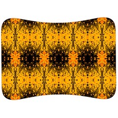 Pattern Wallpaper Background Yellow Amber Black Velour Seat Head Rest Cushion by Vaneshart