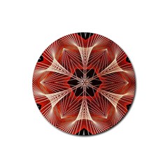 Star Pattern Red Abstract Rubber Coaster (round)  by Vaneshart