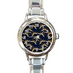 Pearl Pattern Floral Design Art Digital Seamless Round Italian Charm Watch Front