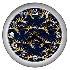 Pearl Pattern Floral Design Art Digital Seamless Wall Clock (silver) by Vaneshart