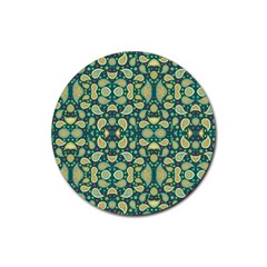 Pattern Abstract Paisley Swirls Artwork Creative Decoration Design Filigree Rubber Round Coaster (4 pack) 