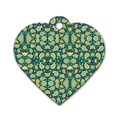 Pattern Abstract Paisley Swirls Artwork Creative Decoration Design Filigree Dog Tag Heart (One Side)