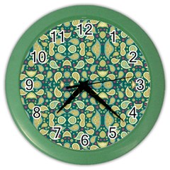 Pattern Abstract Paisley Swirls Artwork Creative Decoration Design Filigree Color Wall Clock by Vaneshart