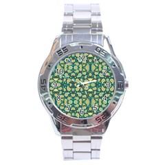 Pattern Abstract Paisley Swirls Artwork Creative Decoration Design Filigree Stainless Steel Analogue Watch