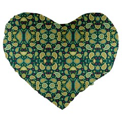 Pattern Abstract Paisley Swirls Artwork Creative Decoration Design Filigree Large 19  Premium Flano Heart Shape Cushions