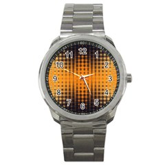 Pattern Lines Sections Yellow Straw Mauve Sport Metal Watch by Vaneshart