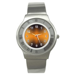 Pattern Lines Sections Yellow Straw Mauve Stainless Steel Watch by Vaneshart