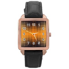 Pattern Lines Sections Yellow Straw Mauve Rose Gold Leather Watch  by Vaneshart