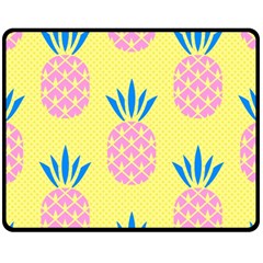 Summer Pineapple Seamless Pattern Fleece Blanket (medium)  by Sobalvarro