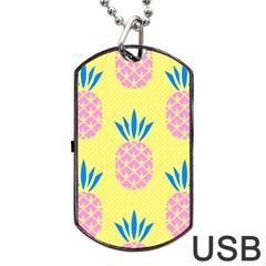 Summer Pineapple Seamless Pattern Dog Tag Usb Flash (two Sides) by Sobalvarro