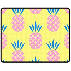 Summer Pineapple Seamless Pattern Double Sided Fleece Blanket (medium)  by Sobalvarro