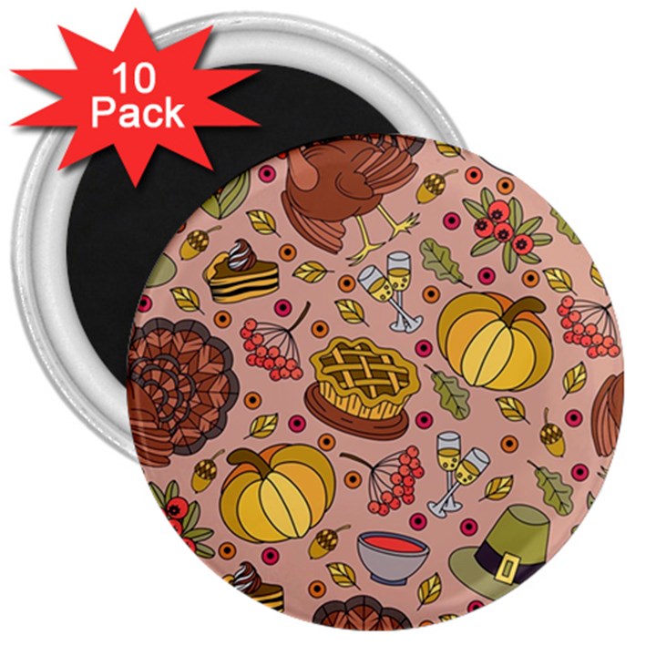 Thanksgiving Pattern 3  Magnets (10 pack) 