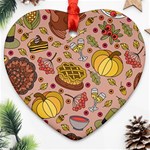 Thanksgiving Pattern Heart Ornament (Two Sides) Front