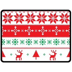 Ugly Christmas Sweater Pattern Fleece Blanket (large)  by Sobalvarro